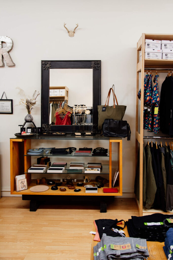 Inside of a clothing store in Victoria, BC.