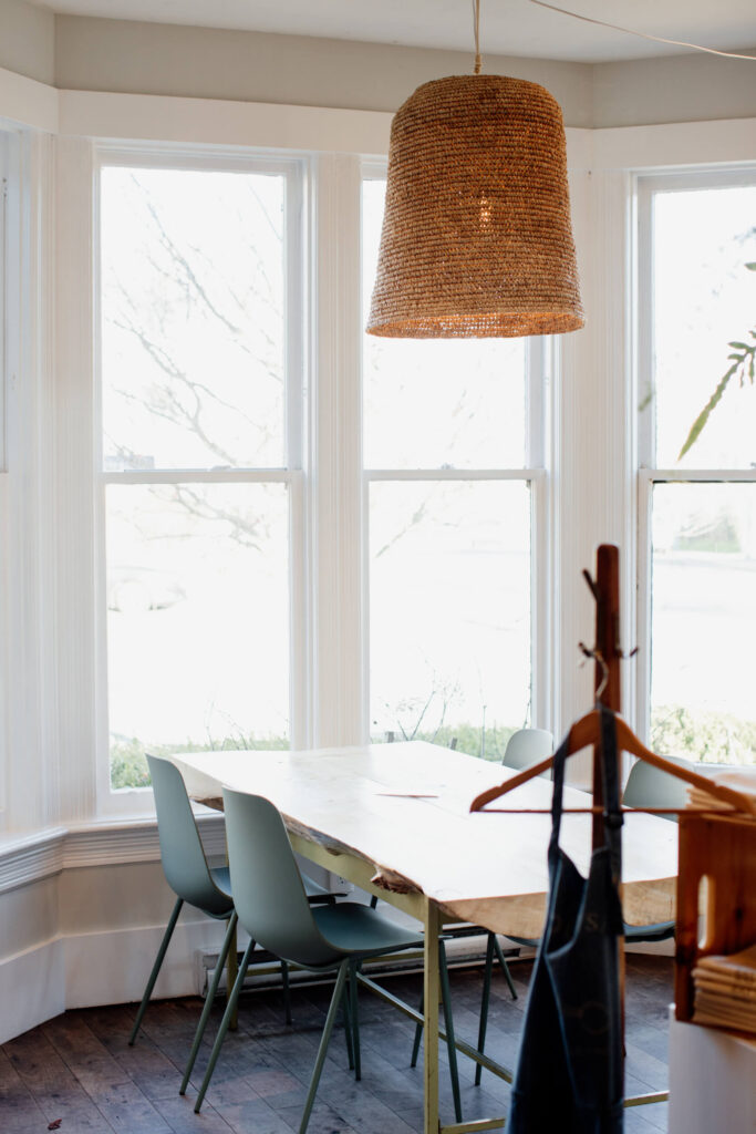 The dining room of a cafe in Victoria, BC.