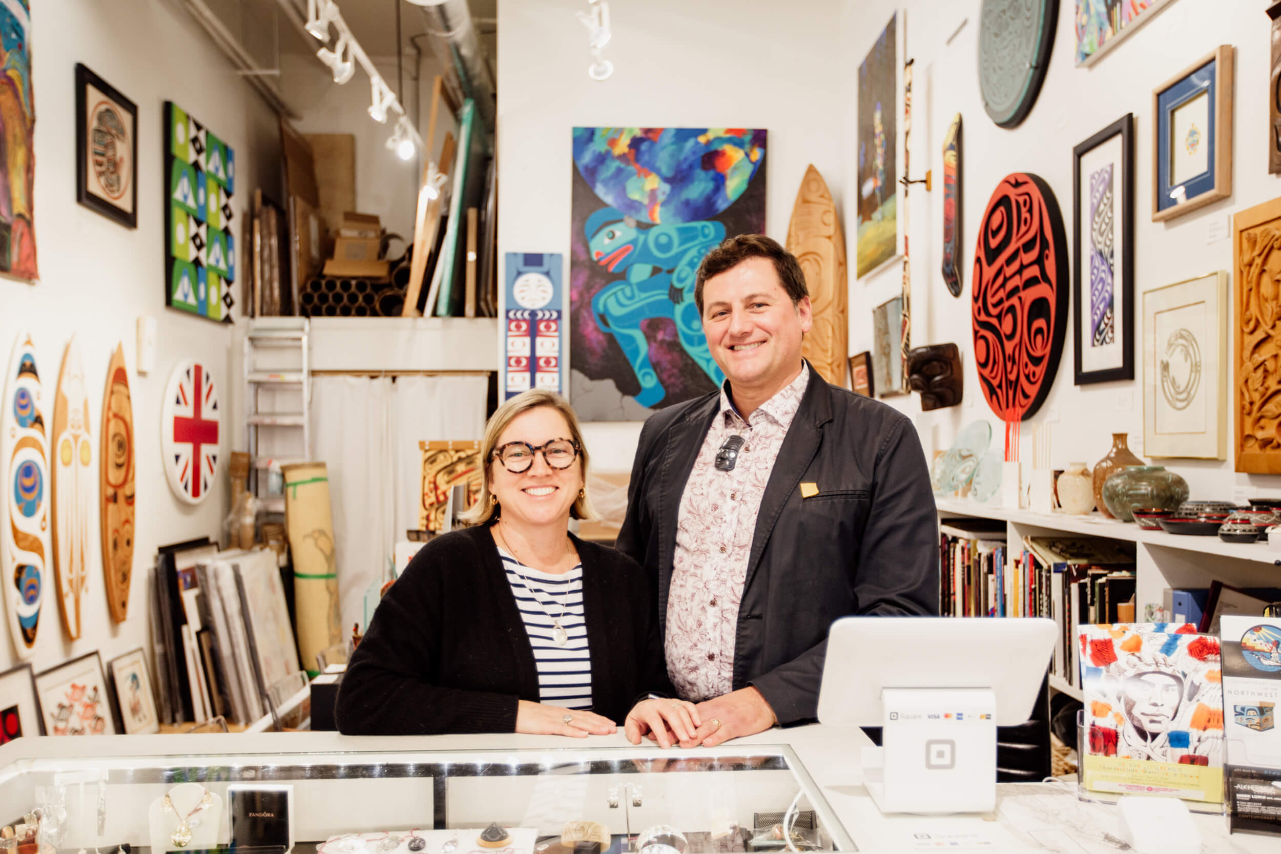 Owners of an Indigenous art gallery in Victoria, BC.